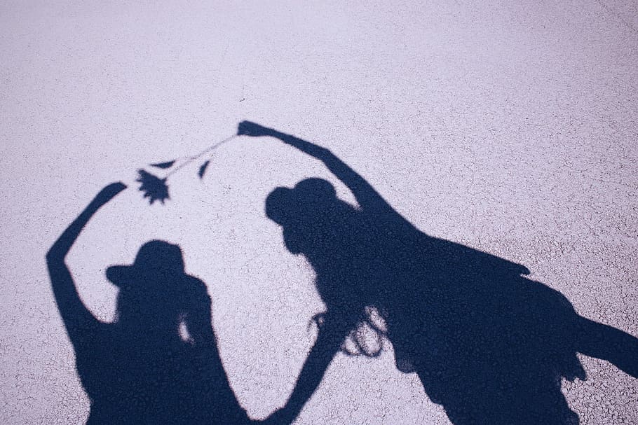 two women shadows on concrete surface, people, one Person, silhouette HD wallpaper