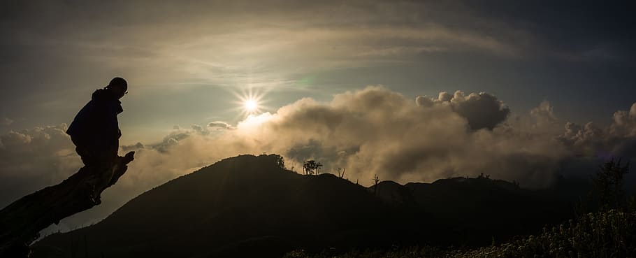 sunset, clouds, nature, sky, landscape, twilight, picnic, hiking HD wallpaper