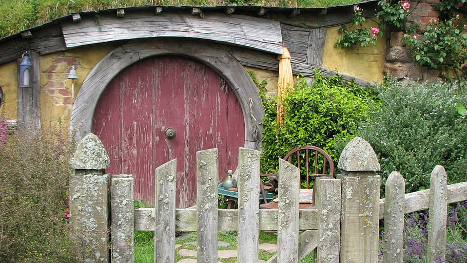House, Travel, Hobbiton, arch, gate, wood - material, built structure, HD wallpaper
