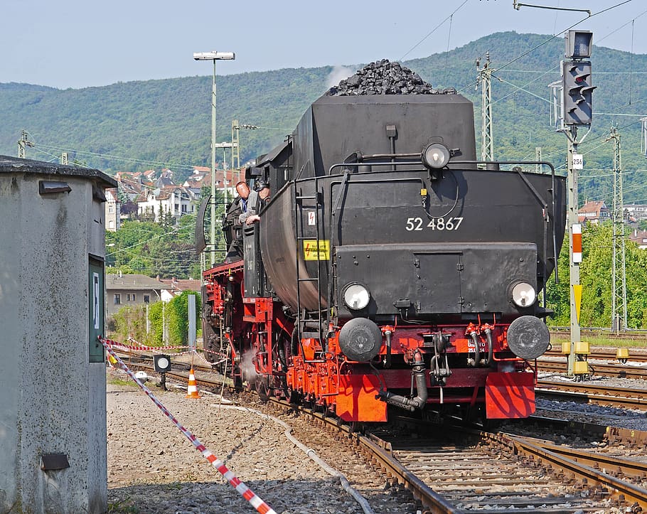 steam locomotive, when tender, shunting, br52, br 52, goods train locomotive, HD wallpaper
