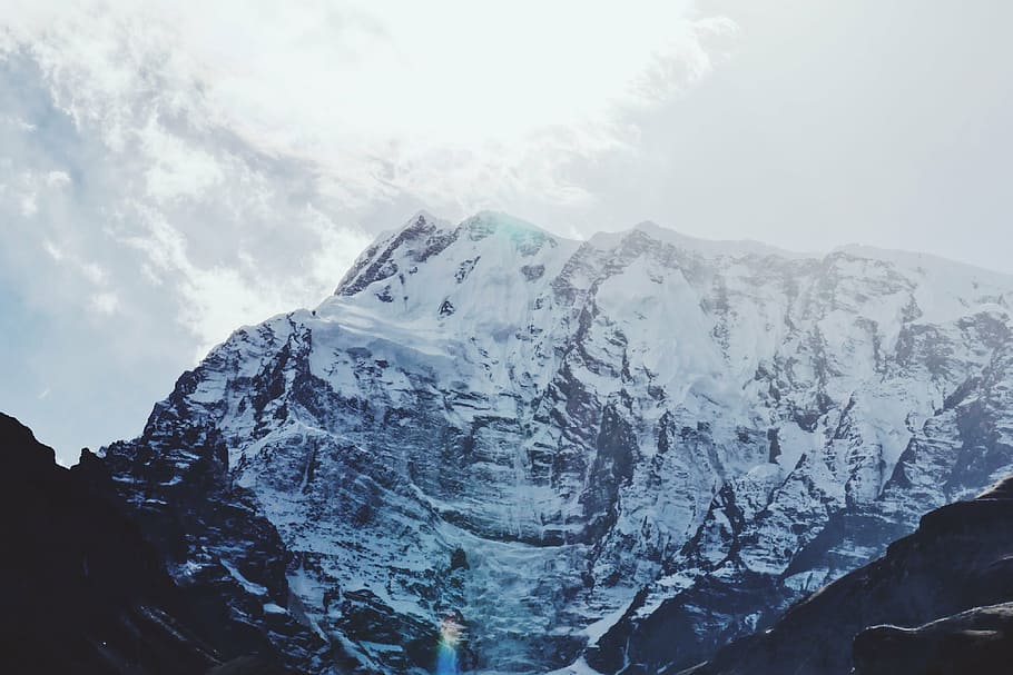 low angle photo of snow cap mountain during daytime, nature HD wallpaper