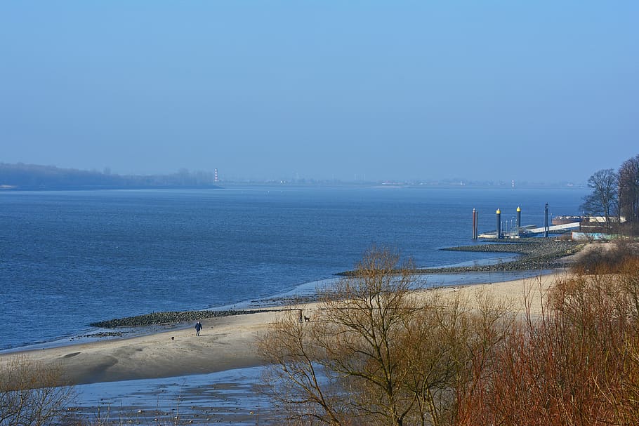 elbe, wedel, river, winter, landscape, water, wintry, mood HD wallpaper