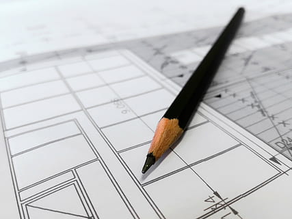 black pencil on printer paper, plan, build, draw, architect HD wallpaper