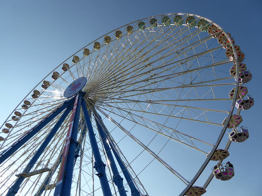 ferris wheel, hustle and bustle, ride, gondolas, folk festival HD wallpaper