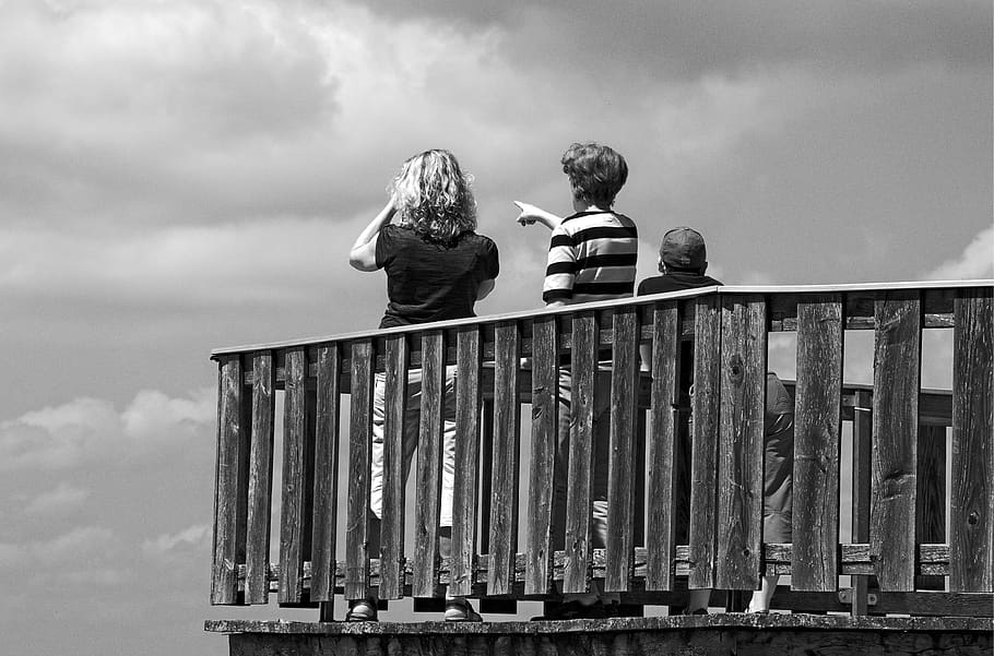 viewpoint, personal, human, look, distant, railing, wood railings HD wallpaper