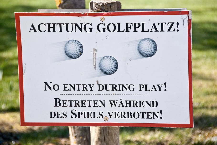 achtung golfplatz no entry during play betreten wahrend des spiels verboten signage HD wallpaper