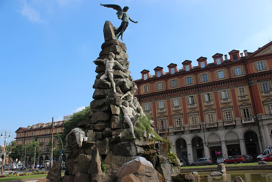 HD wallpaper: torino, turin, fountain frejus, area, architecture, built ...