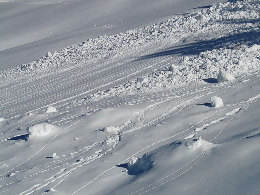Avalanche, Cone, Snow, Wintry, avalanche cone, deep snow, winter HD wallpaper