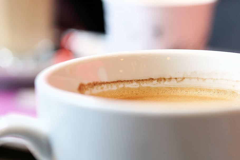 coffee cup filled with coffee, break, cafe, henkel, coffee beans HD wallpaper
