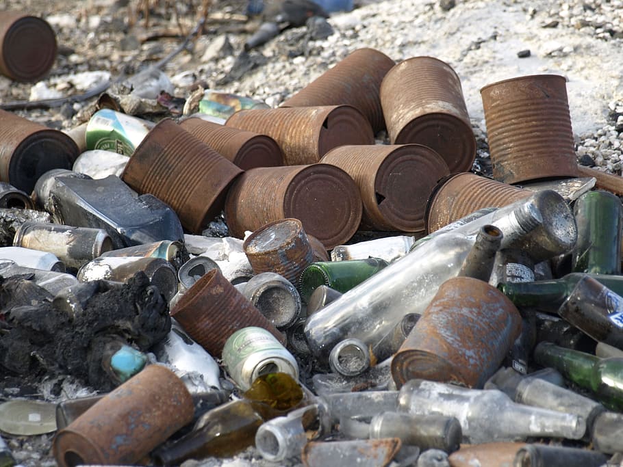assorted brown can lot, garbage, scrap, waste, pollution, metal HD wallpaper
