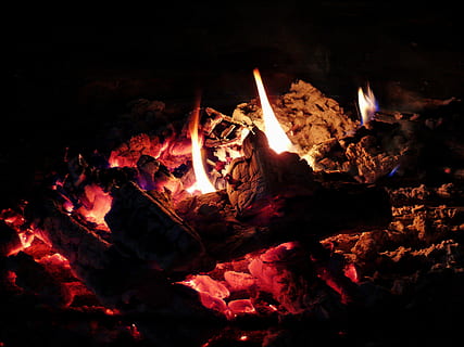 Evening, Ash, Fire, Flame, Cozy, Embers, heat, wood, log, fireplace HD wallpaper