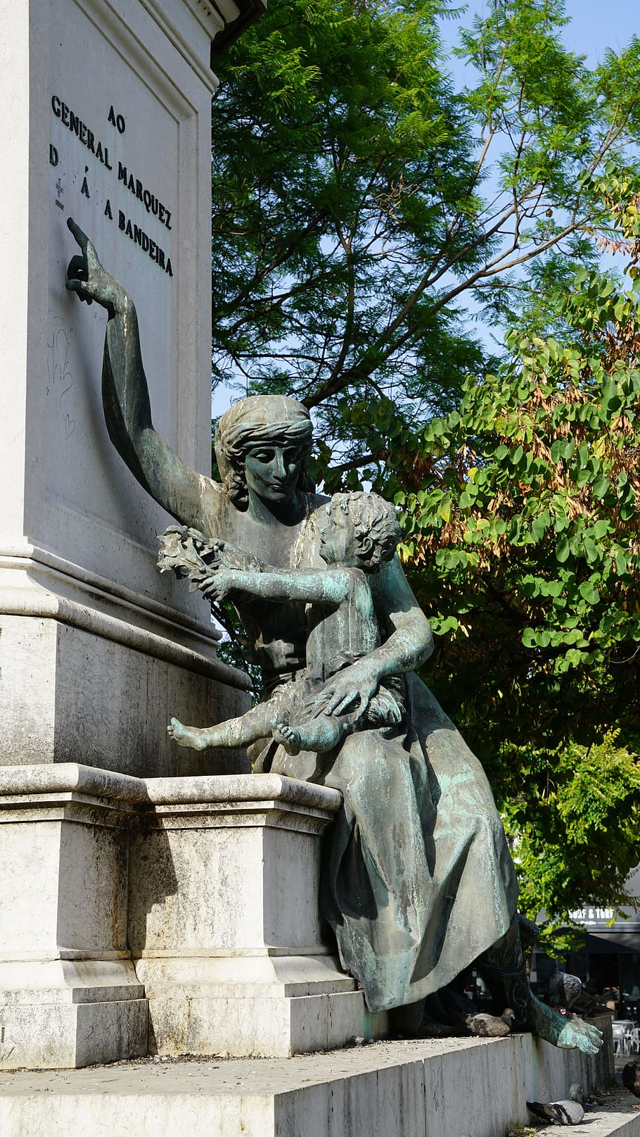 sculpture, statue, monument, lady, mother, child, lisbon, portugal HD wallpaper