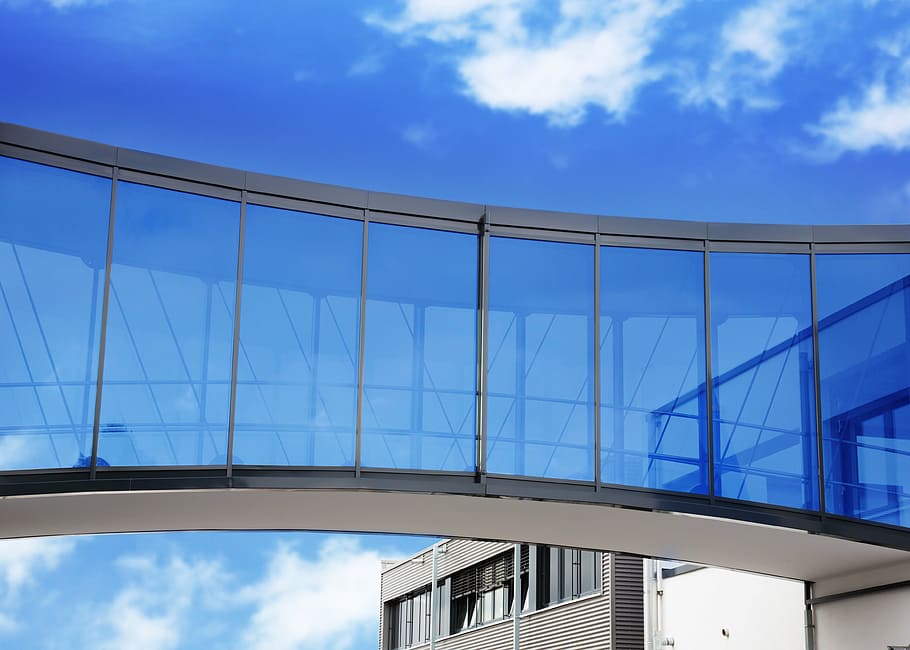 white concrete building with glass window during daytime, bridge HD wallpaper