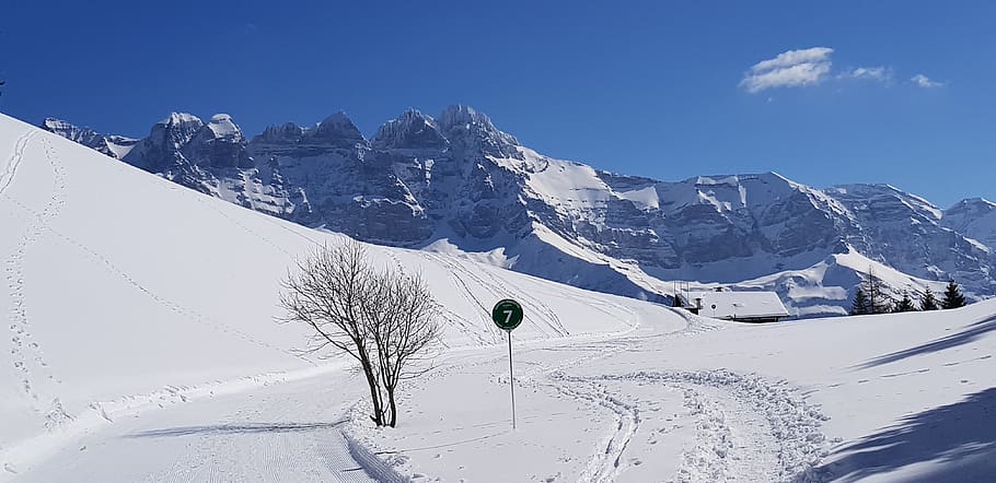 ride, mountain, snow, switzerland, valais, dents-du-midi, cold temperature, HD wallpaper