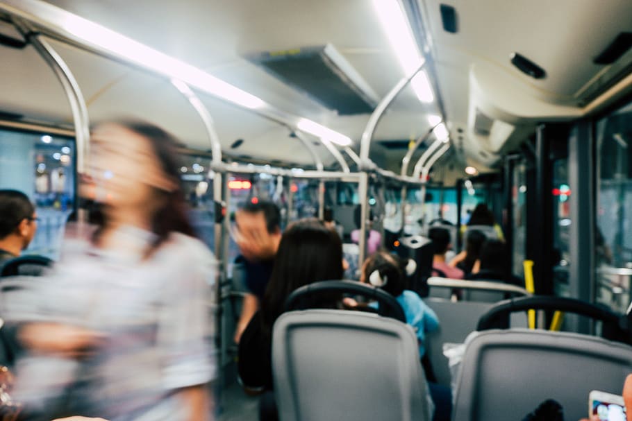 people in bus, woman walking inside bus, train, transport, blurry HD wallpaper