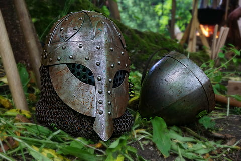 brown steel helmet photography, middle ages, knight, armor HD wallpaper