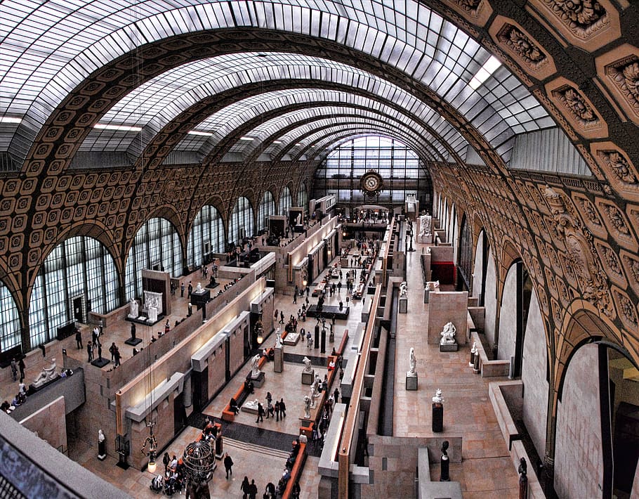 brown structural building, Paris, Museum, France, Architecture, HD wallpaper