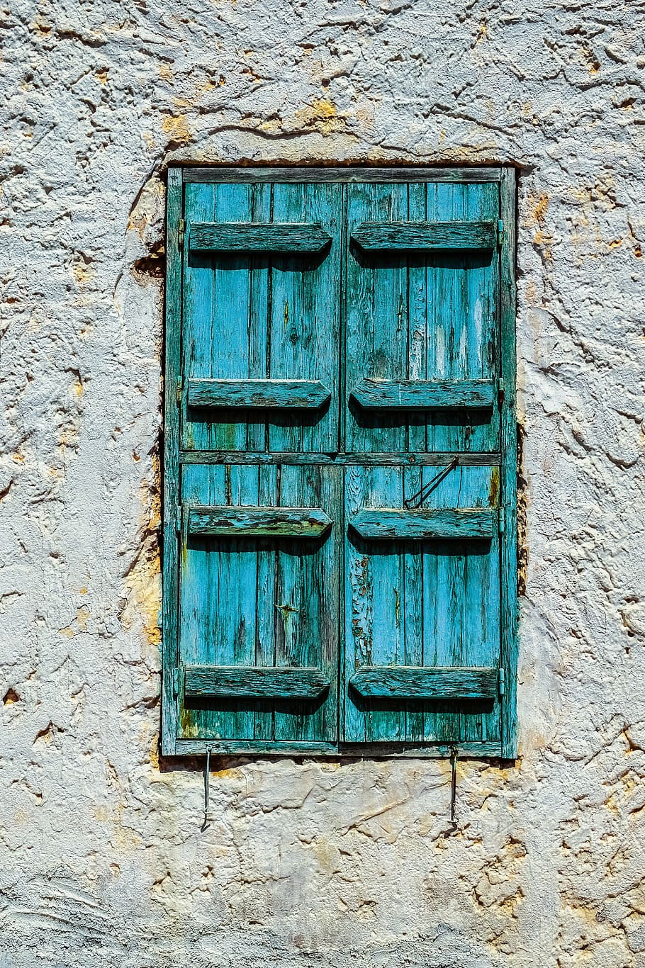 window, wooden, old, aged, weathered, rusty, blue, wall, architecture HD wallpaper