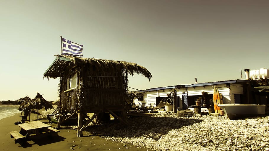 hut, rough, beach, hippie, dom, autumn, cyprus, sand, sky, architecture HD wallpaper