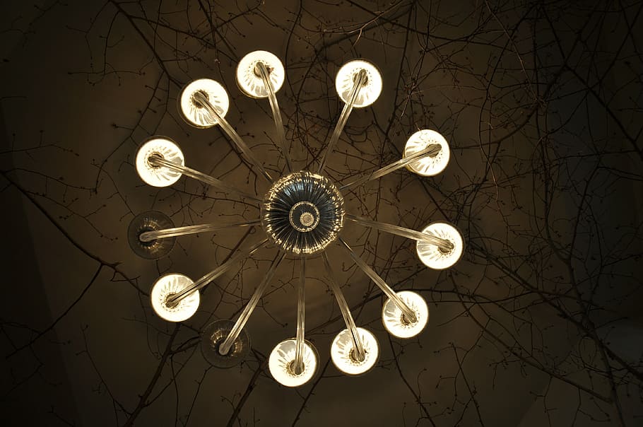 chandelier, lights, ceiling, low angle view, illuminated, lighting equipment HD wallpaper
