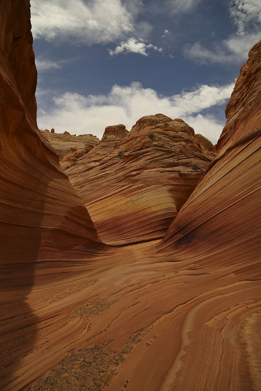 landscape shot of desert, brown mountains, valley, canyon, sky HD wallpaper