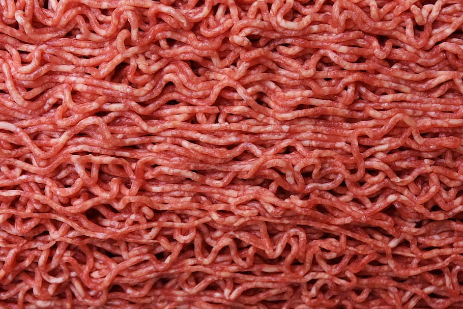 close-up photo of red noodles, minced meat, minced ' meat, raw, HD wallpaper