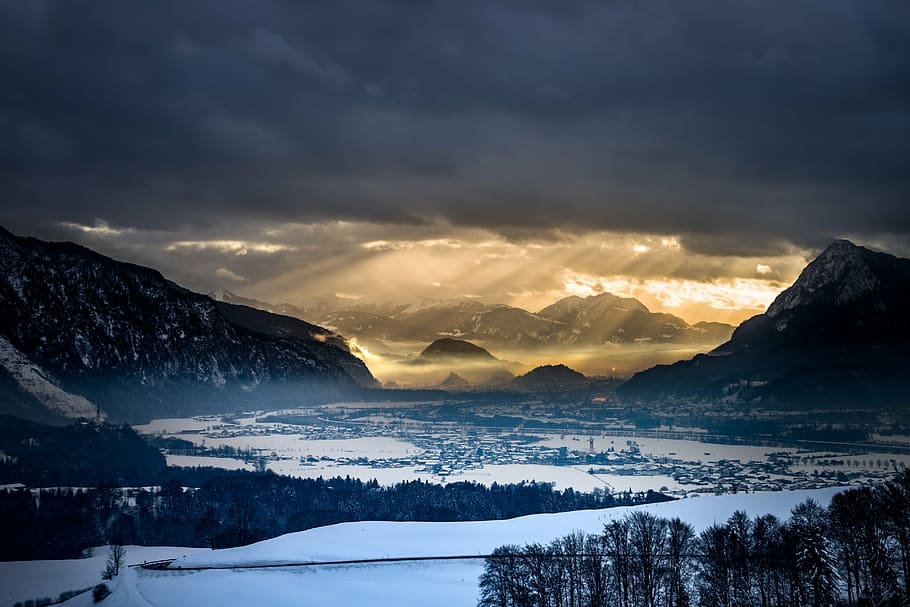 untitled, landscape, background, alpine, nature, sky, clouds HD wallpaper