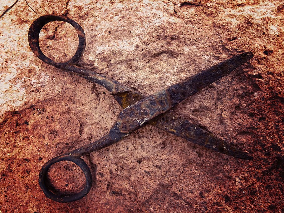 Scissors, Symbol, Old, Metaphor, rusty, cut, oxide, no people HD wallpaper