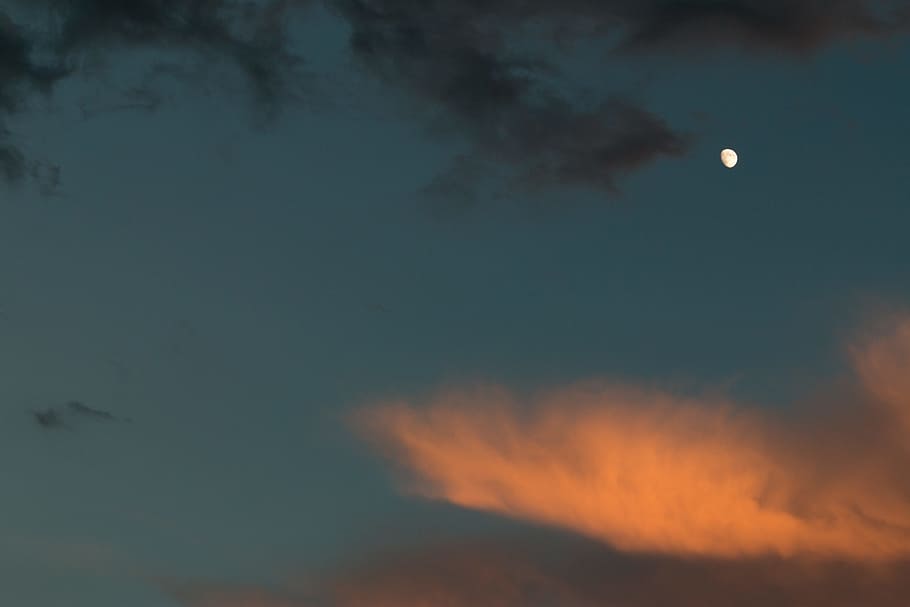 nature, sky, night, clouds, moon, night sky, outdoors, cloud - sky HD wallpaper