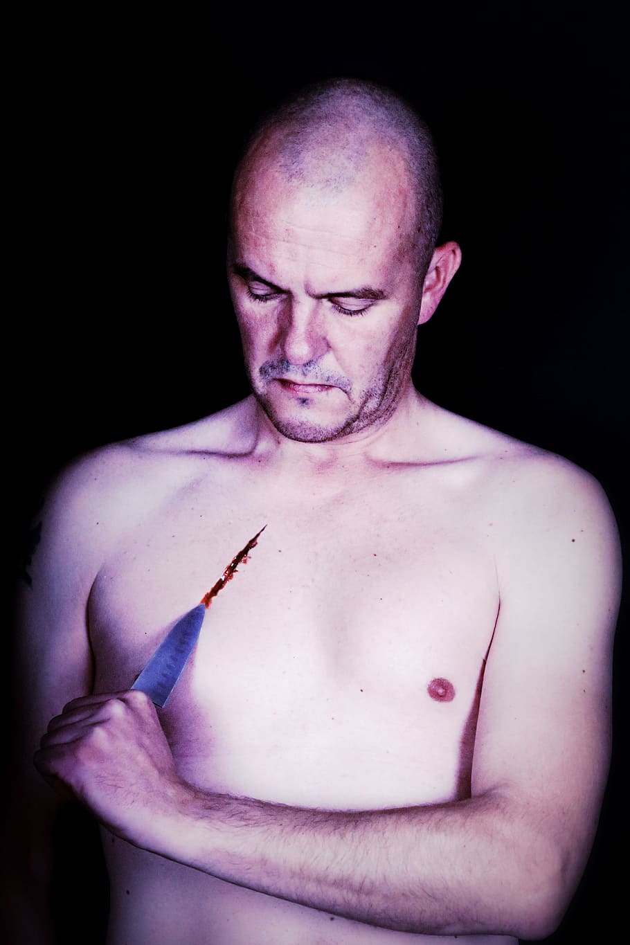 man, model, male, portrait, photographer, knife, section, digital HD wallpaper