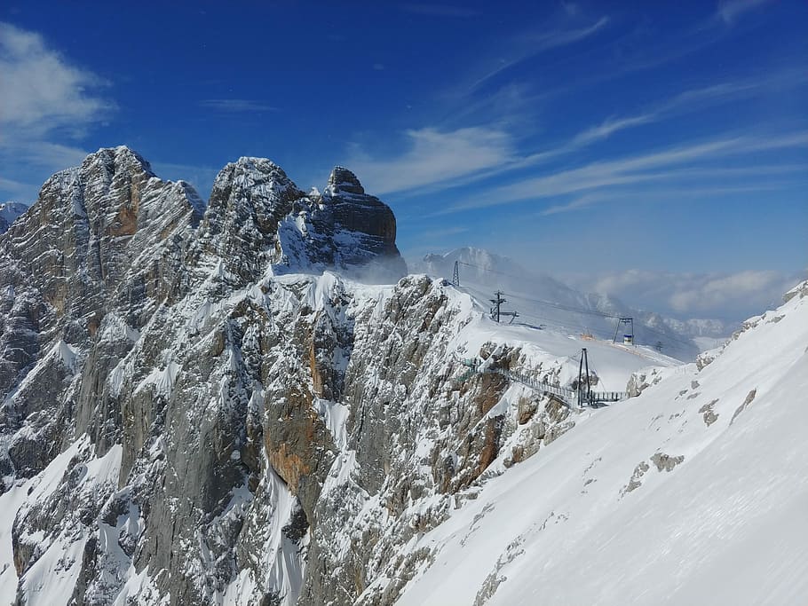 snow covered mountain, ridge, winter, landscape, ski, slope HD wallpaper