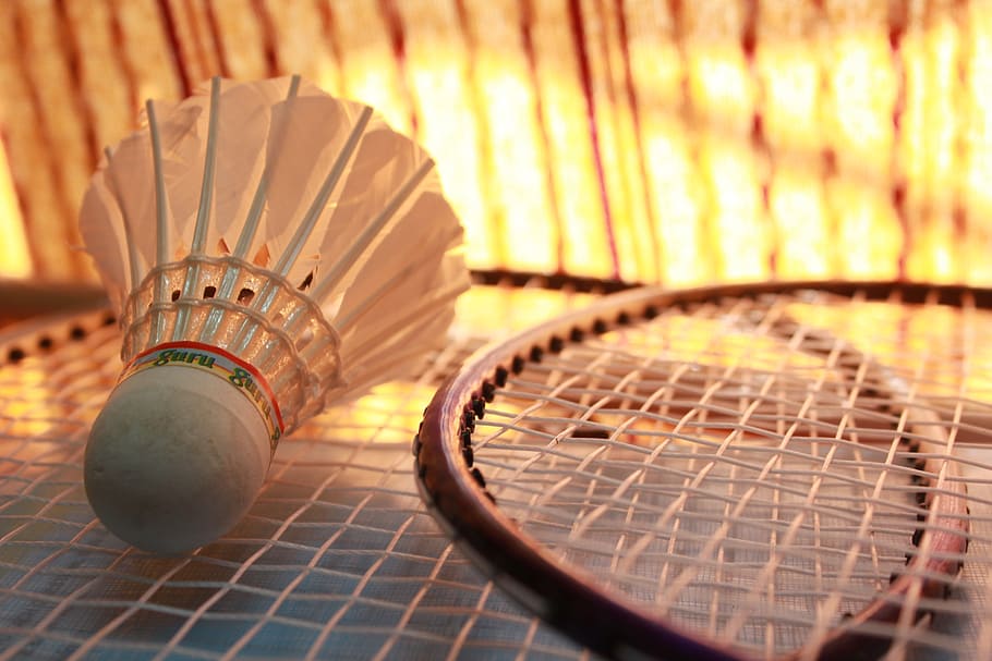 badminton rackets and shuttlecock, sports, activity, racquet