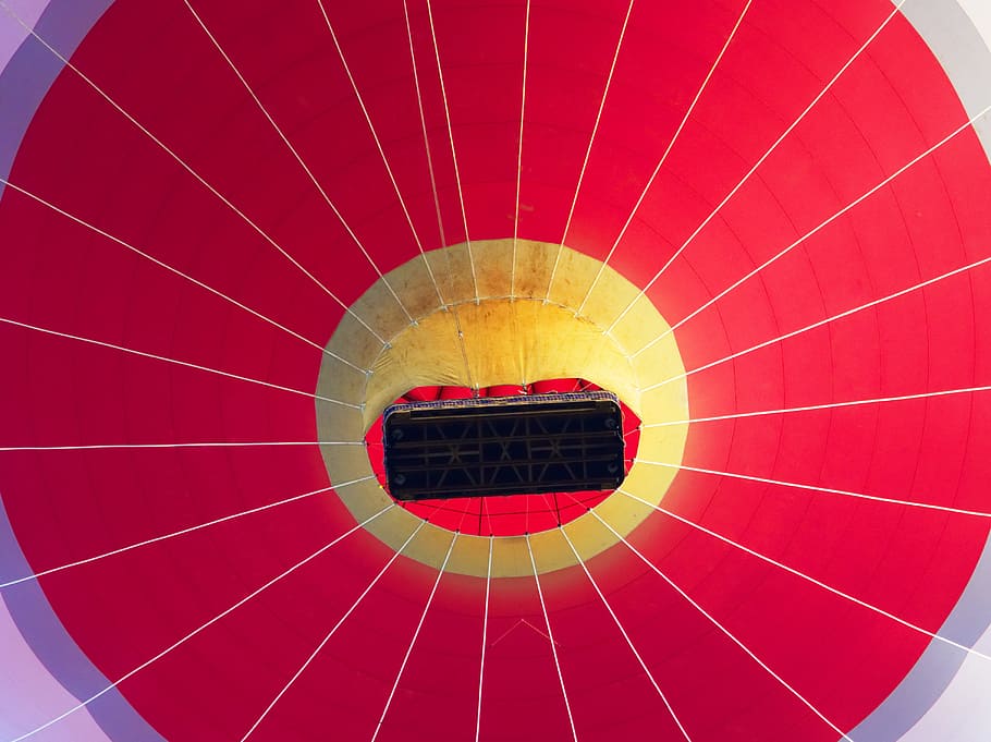 balloon, hot, air, red, basket, up, radial, circle, fly, round HD wallpaper