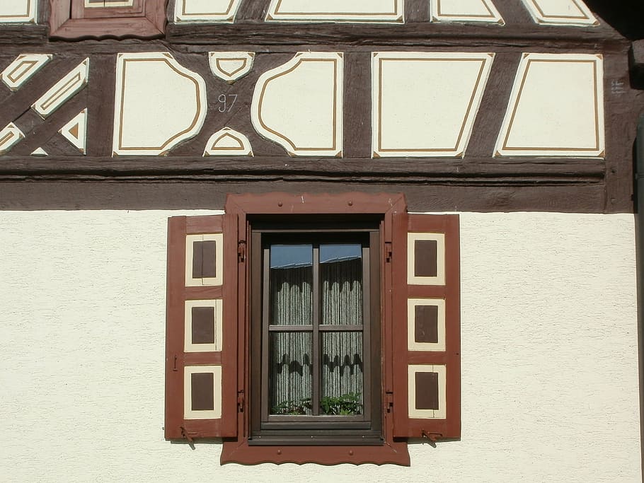 window, shutters, house, architecture, home, wall, building HD wallpaper
