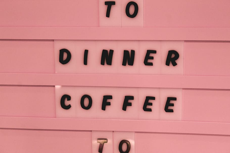 To Dinner Coffee To signage, To Dinner Coffee wall art, pink HD wallpaper
