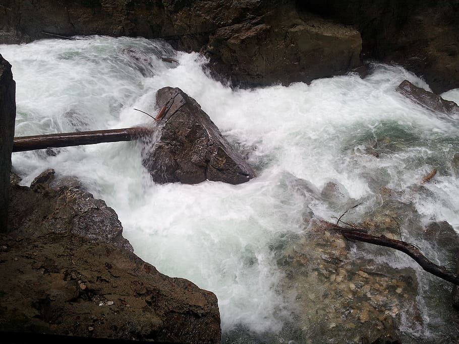 Water, Stone, Murmur, Partnach, clammy, gorge, partnach gorge HD wallpaper
