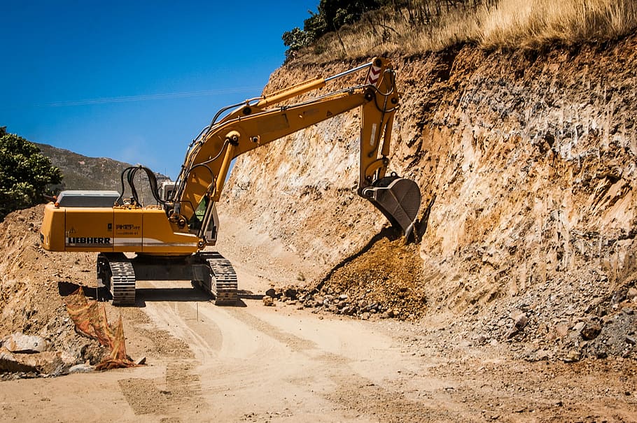 Building, Excavator, Way, Work, construction site, construction machinery HD wallpaper