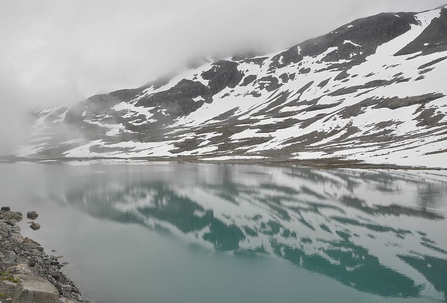 Norway, Fjell, Snow, Mirroring, Nature, water, gamle strynefjellsvegen