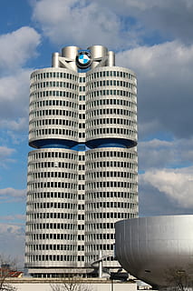 bmw museum, munich, germany, industry, tower, cloud - sky, metal HD wallpaper
