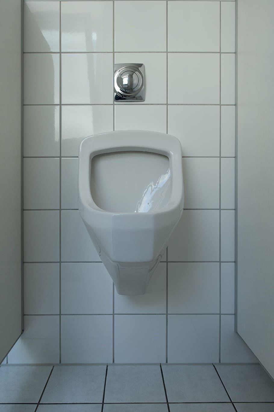 empty white ceramic urinal, wc, man toilet, loo, slabs, wall tiling, HD wallpaper
