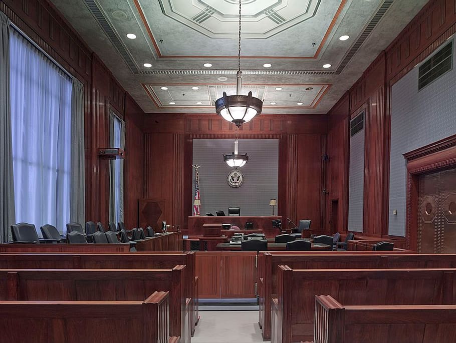 brown wooden chairs, courtroom, benches, seats, law, justice