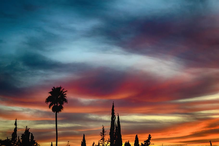 sunset, orange, sky, clouds, romantic, colors, cloud - sky HD wallpaper