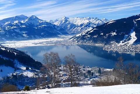 Winter, Wintry, Mountains, Lake, lake view, zell am see, austria HD wallpaper