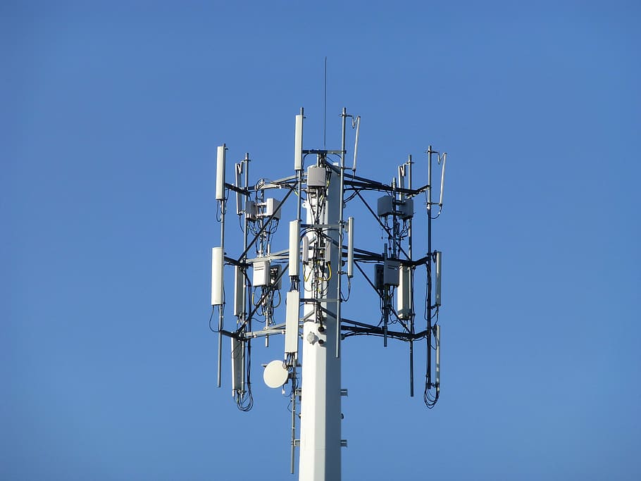 cellular tower, sky, blue, clear sky, station, technology, network HD wallpaper