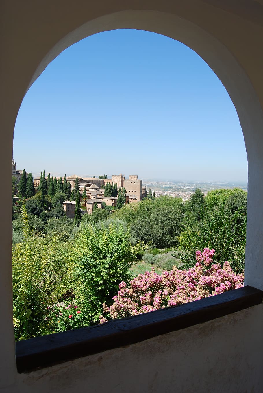 granada, alhambra, spain, park, window, landscape, green, architecture HD wallpaper