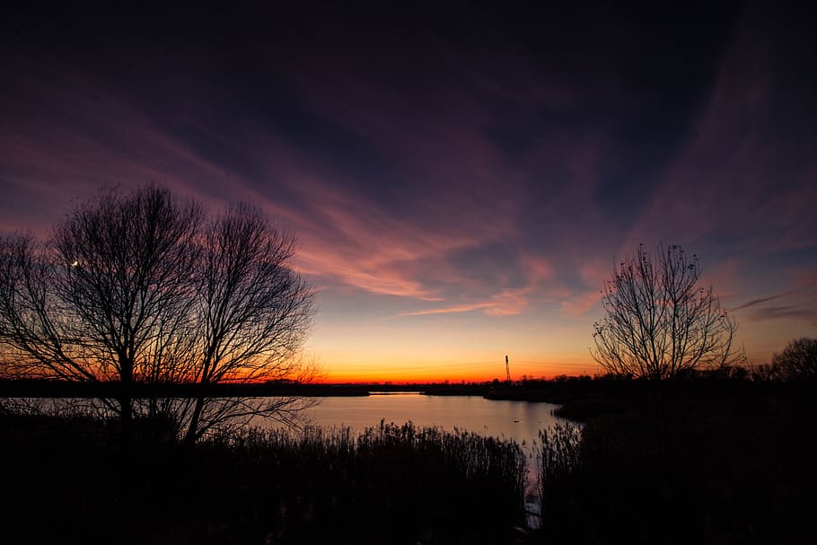 lake, sun, sunset, water, nature, abendstimmung, atmospheric HD wallpaper