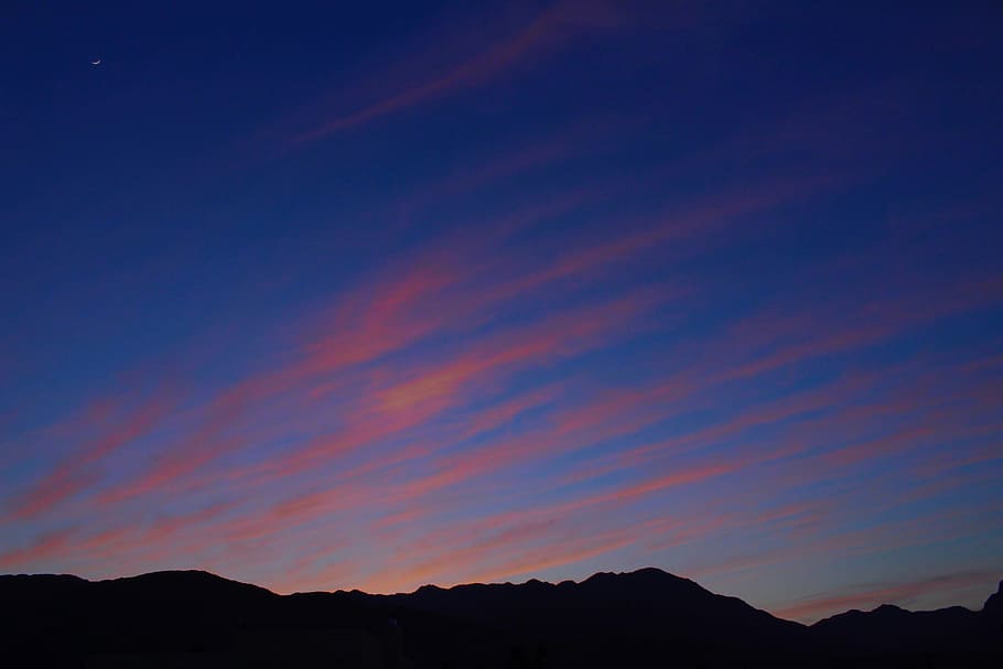 sky, sunset, desert, mood, dusk, clouds, evening, orange, lighting HD wallpaper