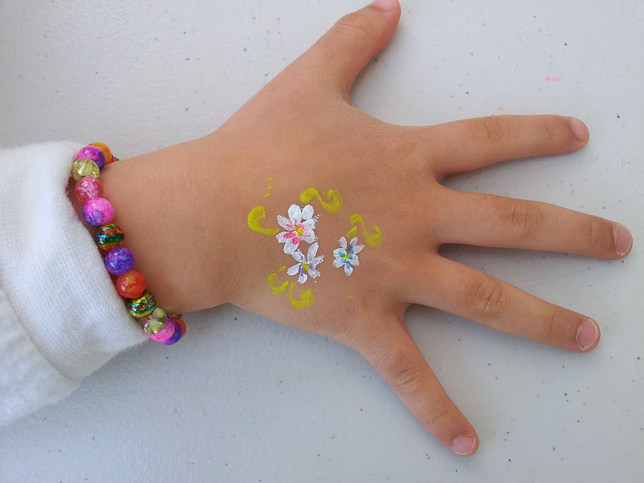 hand, face painting, aeson, human body part, indoors, high angle view HD wallpaper