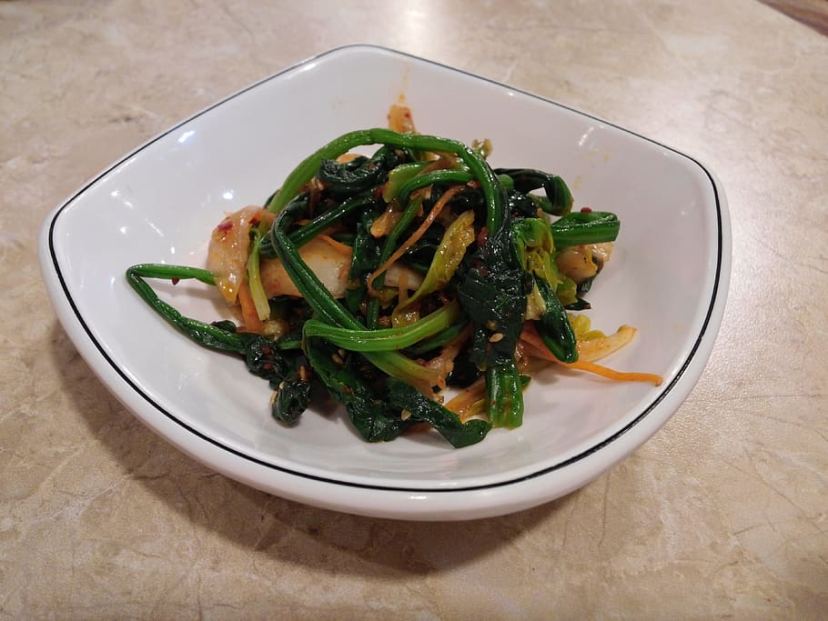 Spinach, Side Dish, Vegetable, dining room, republic of korea HD wallpaper