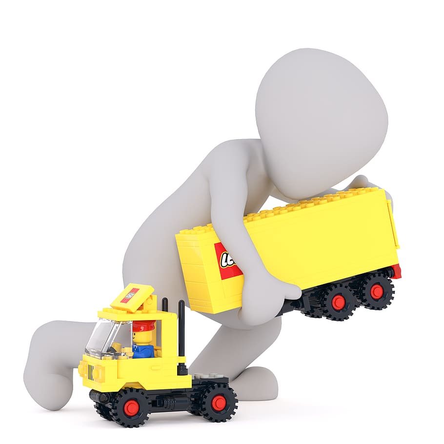 person carrying Lego toy truck illustration, Toys, Play, Truck Driver, HD wallpaper